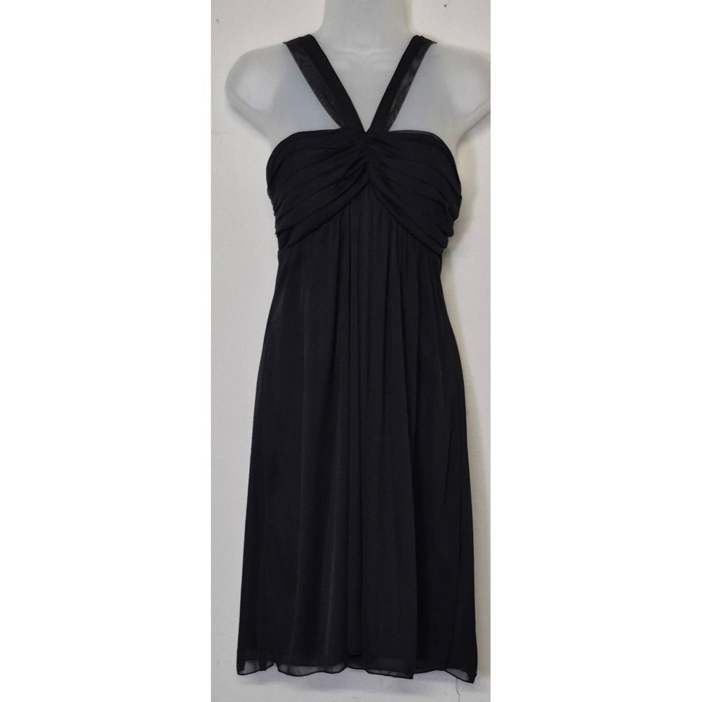 VTG City Triangles black halter dress ruched empire waist gown XL Y2K